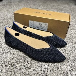 Rothy’s the pointe flat size 7 metallic blue